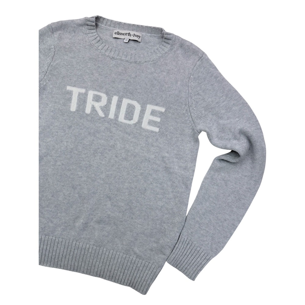 Ellsworth + Ivey Womens Gray Stride Graphic Crewneck Sweater XS Cotton Blend
